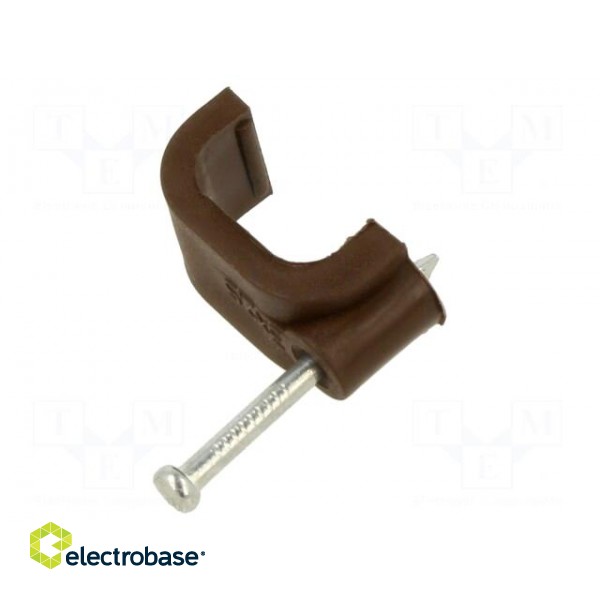 Holder | brown | for flat cable,YDYp 3x2,5 | 50pcs | with a nail image 2