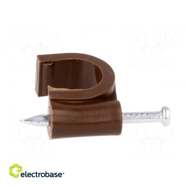 Holder | brown | Application: on round cable | 50pcs | with a nail фото 7