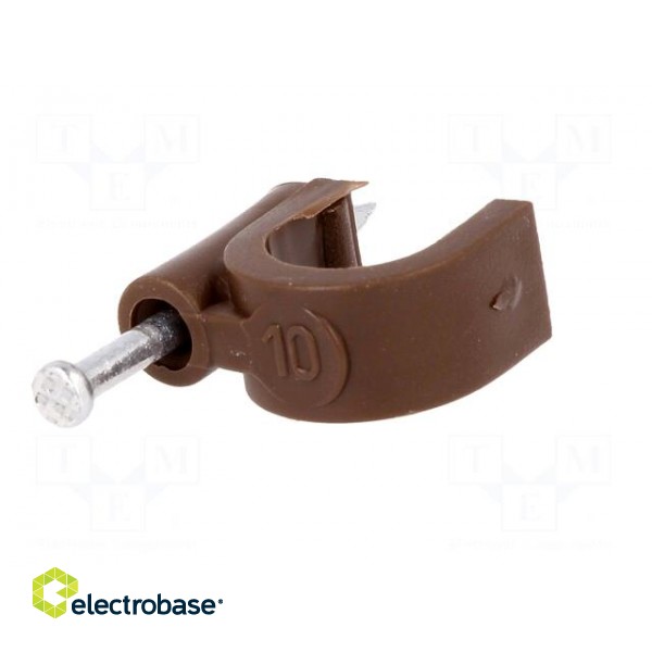 Holder | brown | Application: on round cable | 50pcs | with a nail фото 2