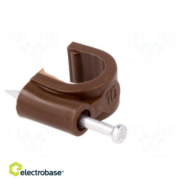 Holder | brown | Application: on round cable | 50pcs | with a nail paveikslėlis 8