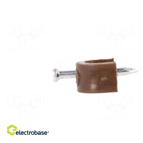 Holder | brown | on round cable | 50pcs | with a nail | 7mm image 3