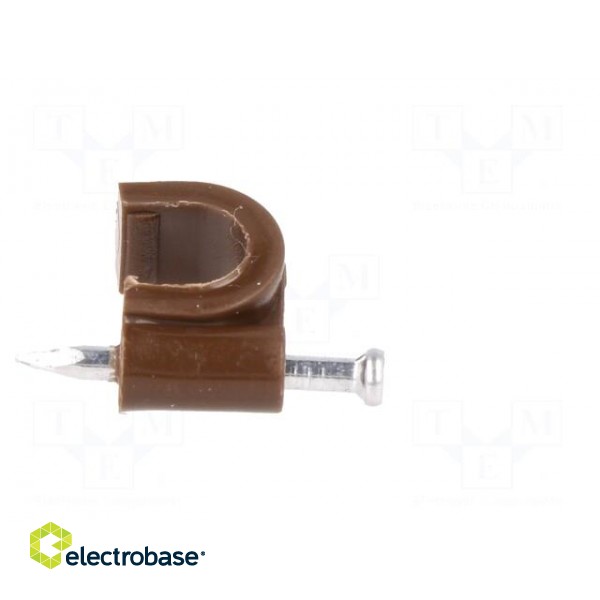 Holder | brown | on round cable | 50pcs | with a nail | 7mm image 7