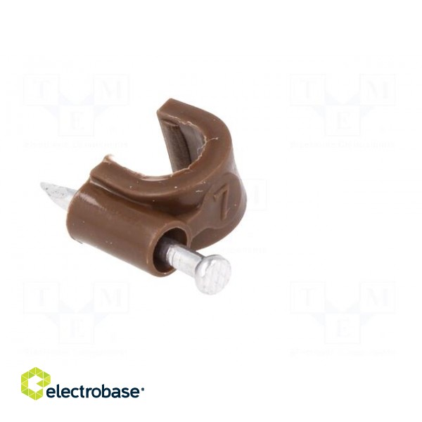 Holder | brown | on round cable | 50pcs | with a nail | 7mm image 8