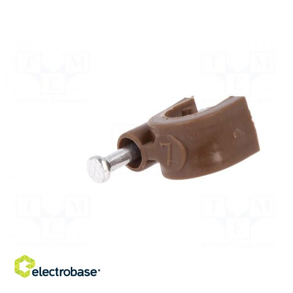 Holder | brown | on round cable | 50pcs | with a nail | 7mm image 2