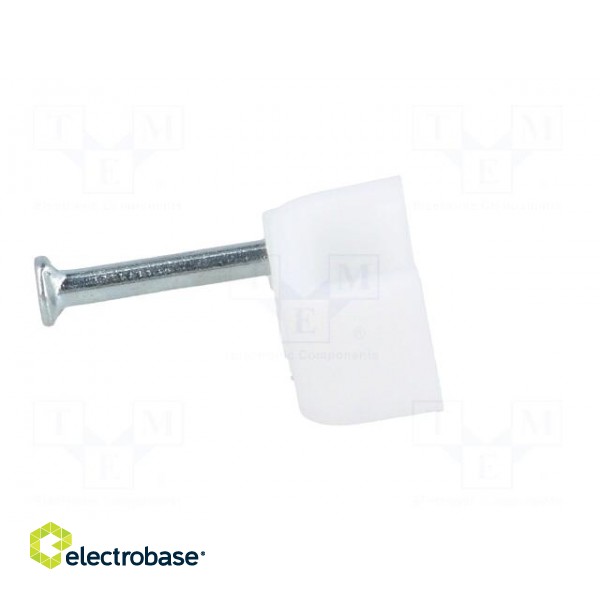 Holder | white | Application: for flat cable | with a nail | H: 8.2mm фото 3