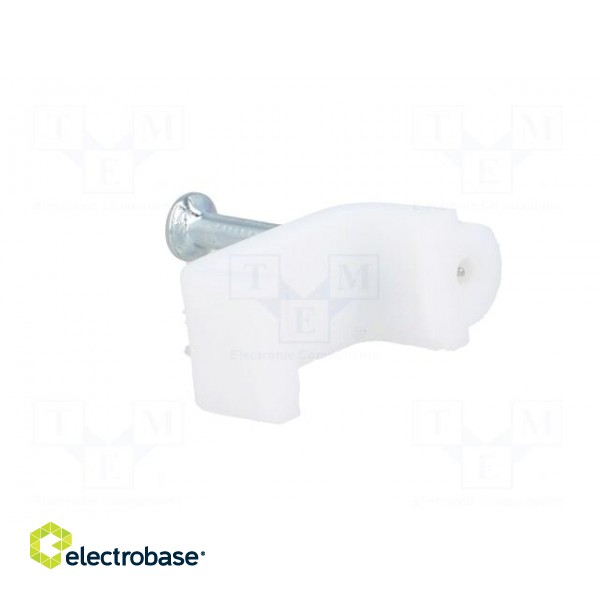 Holder | white | Application: for flat cable | with a nail | H: 8.2mm фото 4