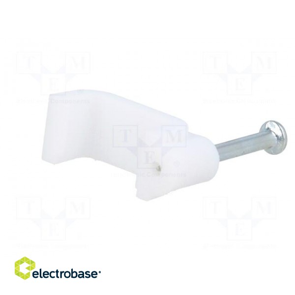 Holder | white | Application: for flat cable | with a nail | H: 8.2mm фото 6