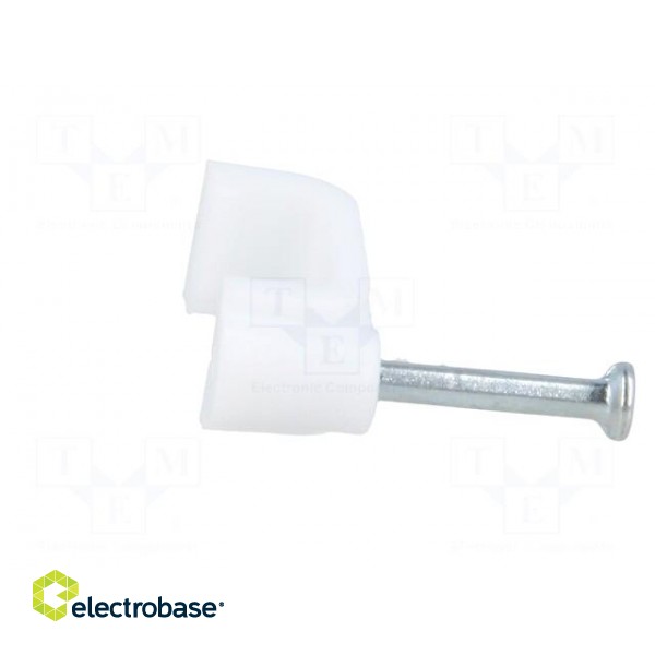 Holder | white | Application: for flat cable | with a nail | H: 8.2mm фото 7