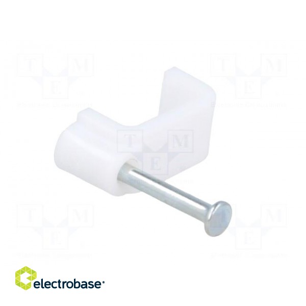 Holder | white | Application: for flat cable | with a nail | H: 8.2mm фото 8