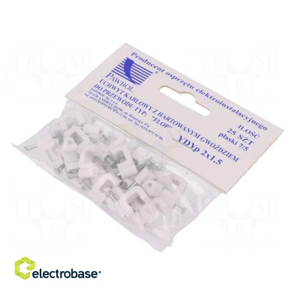 Holder | white | Application: YDYp 2x1,5,for flat cable | 25pcs. image 1