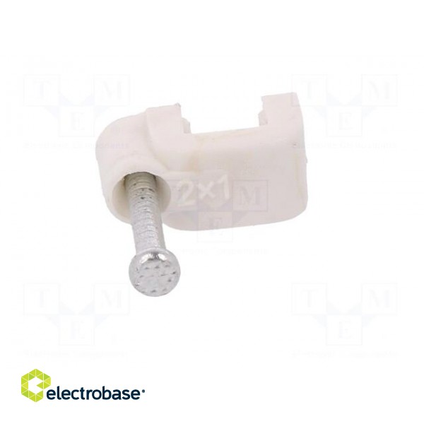 Holder | white | for flat cable,YDYp 2x1 | 100pcs | with a nail image 9