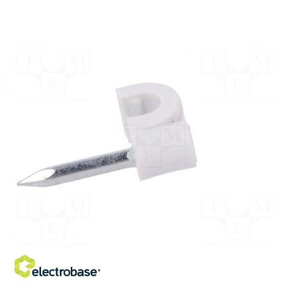 Holder | white | Application: on round cable | 100pcs | with a nail фото 7