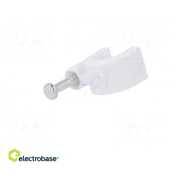 Holder | white | Application: on round cable | 100pcs | with a nail image 2