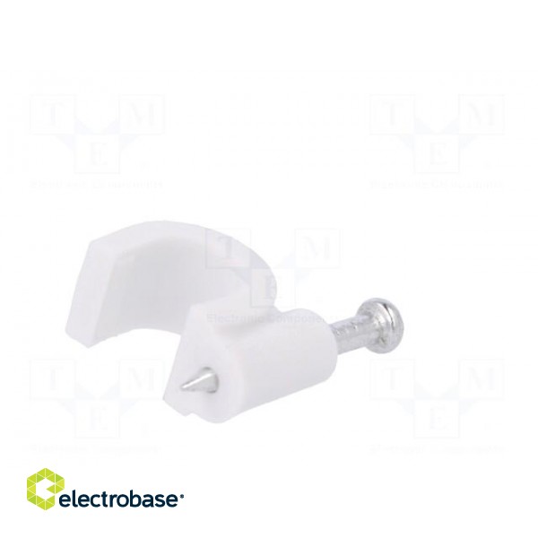 Holder | white | Application: on round cable | 100pcs | with a nail image 6