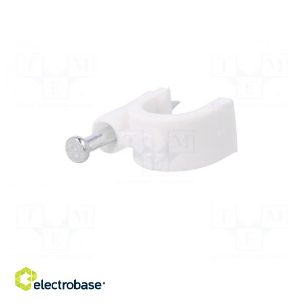 Holder | white | Application: on round cable | 100pcs | with a nail paveikslėlis 2