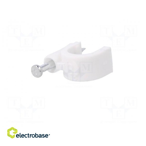 Holder | white | Application: on round cable | 100pcs | with a nail image 2