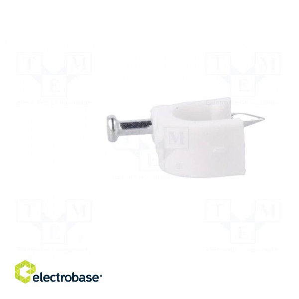 Holder | white | Application: on round cable | 100pcs | with a nail paveikslėlis 3