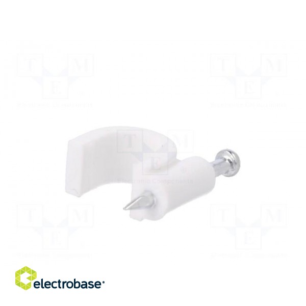 Holder | white | Application: on round cable | 100pcs | with a nail paveikslėlis 6