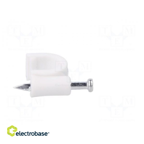 Holder | white | Application: on round cable | 100pcs | with a nail paveikslėlis 7