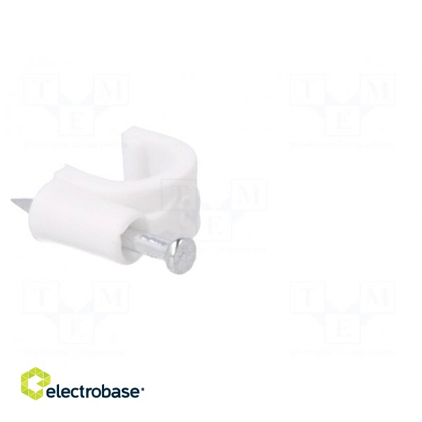 Holder | white | on round cable | 100pcs | with a nail | 8mm image 8