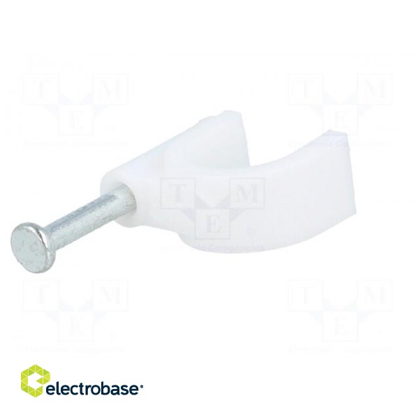 Holder | white | Application: on round cable | 100pcs | with a nail image 2