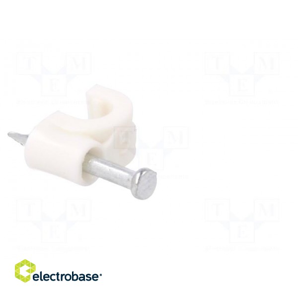 Holder | white | Application: on round cable | 25pcs | with a nail paveikslėlis 8