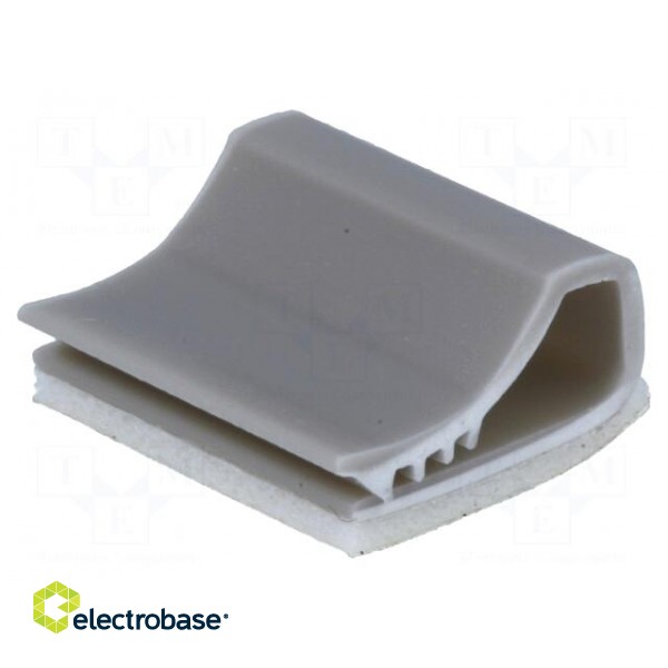 Self-adhesive cable holder | PVC | grey image 1