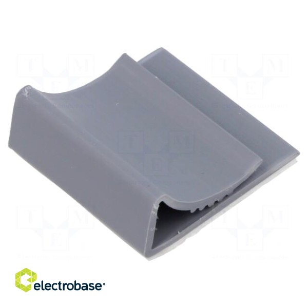 Self-adhesive cable holder | PVC | grey | W: 27.7mm | L: 25.4mm