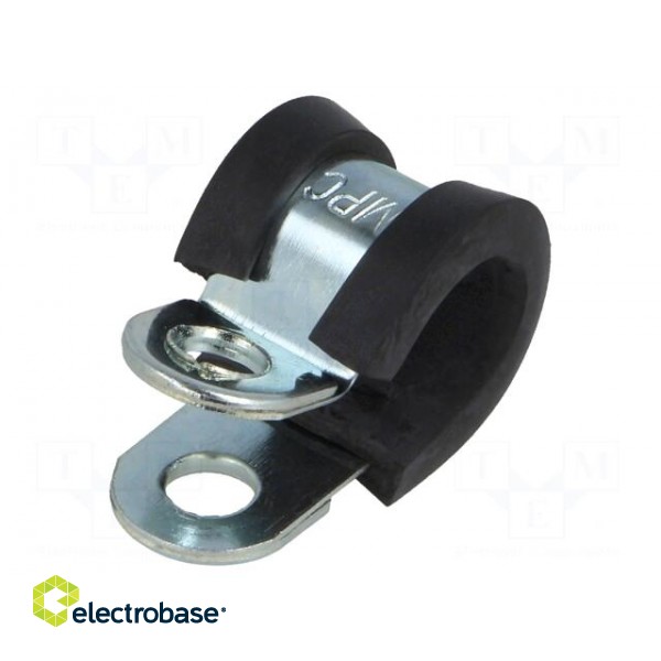 Fixing clamp | ØBundle : 10mm | W: 12mm | steel | Cover material: EPDM image 1