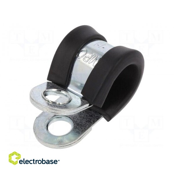 Fixing clamp | ØBundle : 11mm | W: 15mm | steel | Cover material: EPDM image 1