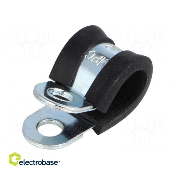 Fixing clamp | ØBundle : 12mm | W: 15mm | steel | Cover material: EPDM