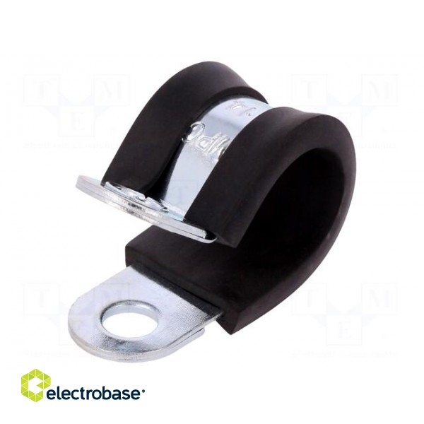 Fixing clamp | ØBundle : 14mm | W: 15mm | steel | Cover material: EPDM image 1
