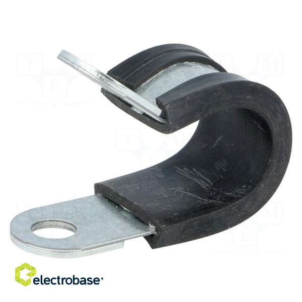 Fixing clamp | ØBundle : 14mm | W: 15mm | steel | Ømount.hole: 6.4mm image 1