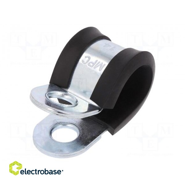 Fixing clamp | ØBundle : 14mm | W: 20mm | steel | Cover material: EPDM image 1