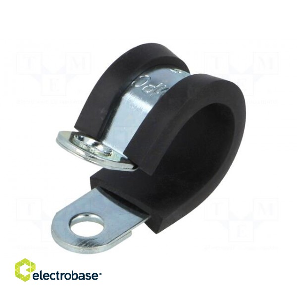 Fixing clamp | ØBundle : 15mm | W: 12mm | steel | Cover material: EPDM image 1
