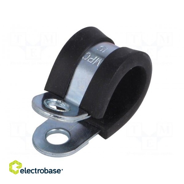 Fixing clamp | ØBundle : 15mm | W: 15mm | steel | Cover material: EPDM