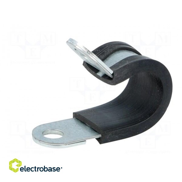 Fixing clamp | ØBundle : 15mm | W: 15mm | steel | Ømount.hole: 6.4mm image 2