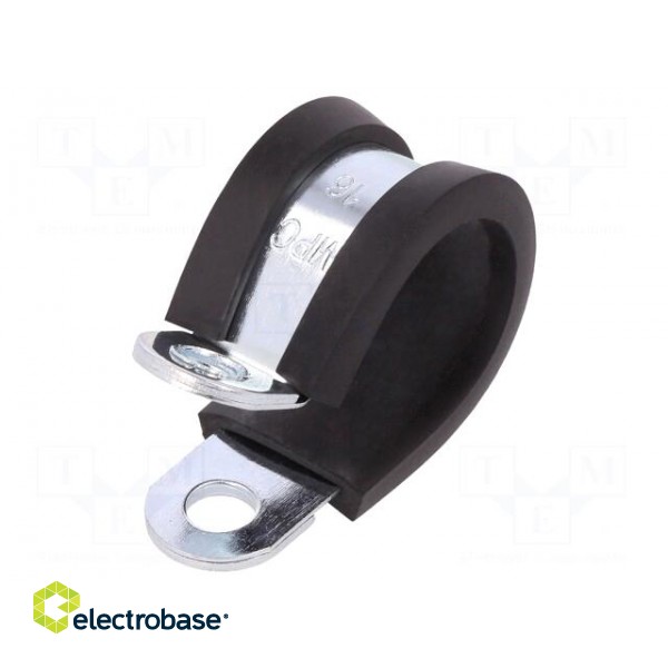 Fixing clamp | ØBundle : 16mm | W: 12mm | steel | Cover material: EPDM image 1