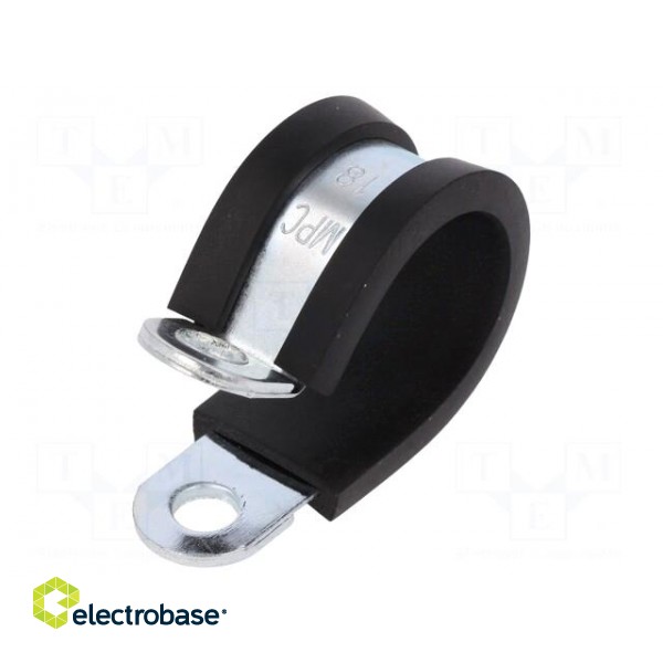 Fixing clamp | ØBundle : 18mm | W: 12mm | steel | Cover material: EPDM image 1