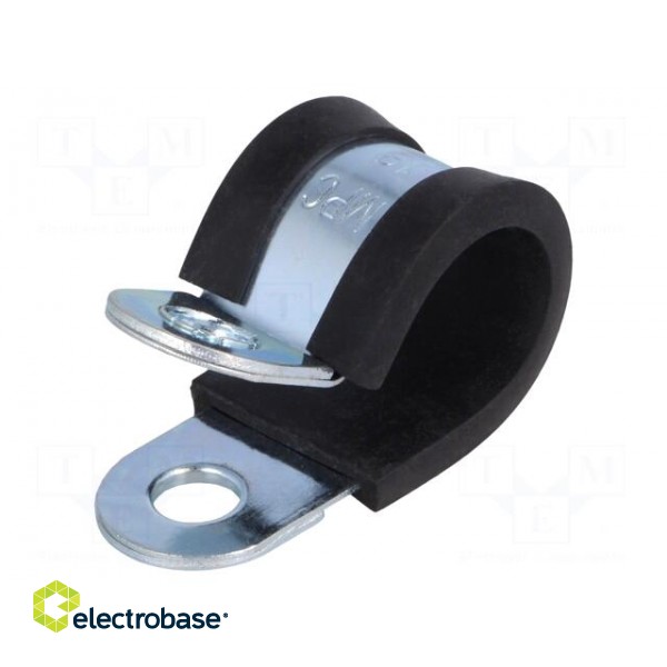 Fixing clamp | ØBundle : 18mm | W: 20mm | steel | Cover material: EPDM