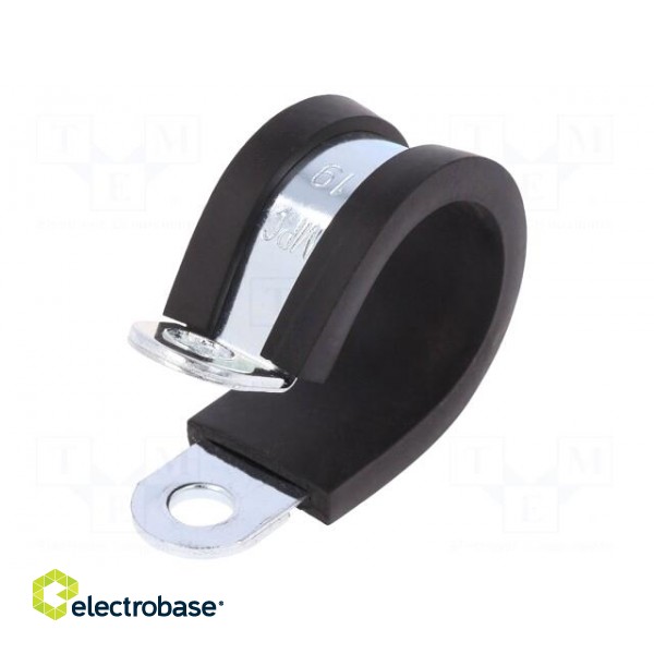 Fixing clamp | ØBundle : 19mm | W: 19mm | steel | Cover material: EPDM image 1