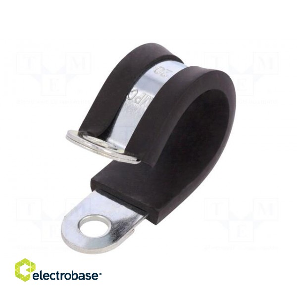 Fixing clamp | ØBundle : 20mm | W: 15mm | steel | Cover material: EPDM image 1