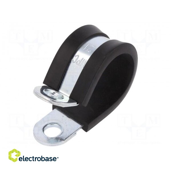Fixing clamp | ØBundle : 21mm | W: 15mm | steel | Cover material: EPDM image 1