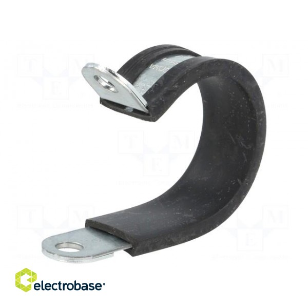 Fixing clamp | ØBundle : 30mm | W: 15mm | steel | Ømount.hole: 6.4mm image 1