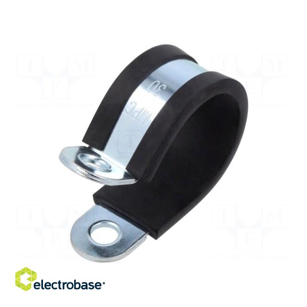 Fixing clamp | ØBundle : 30mm | W: 20mm | steel | Cover material: EPDM image 1