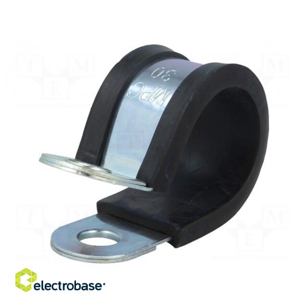 Fixing clamp | ØBundle : 30mm | W: 25mm | steel | Cover material: EPDM image 1