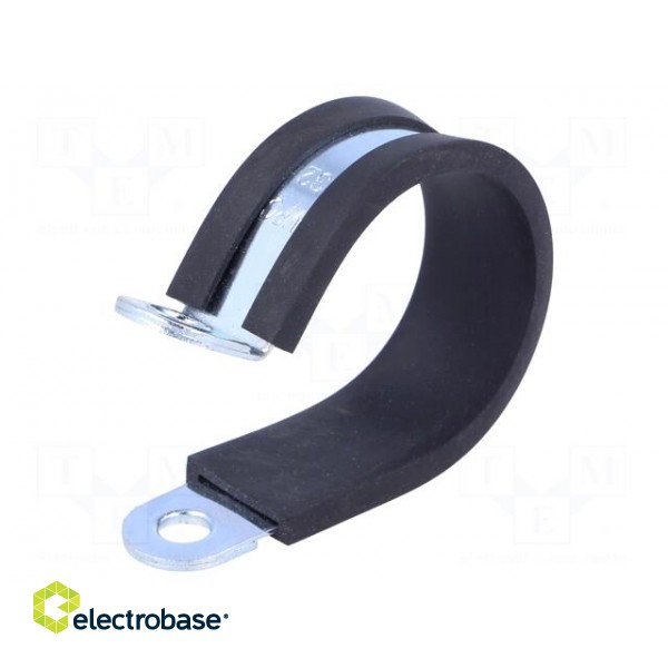 Fixing clamp | ØBundle : 32mm | W: 15mm | steel | Cover material: EPDM image 1