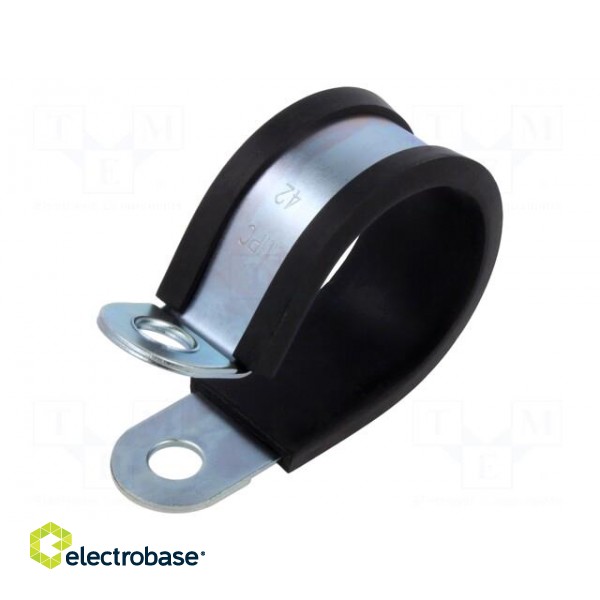 Fixing clamp | ØBundle : 42mm | W: 25mm | steel | Cover material: EPDM image 1