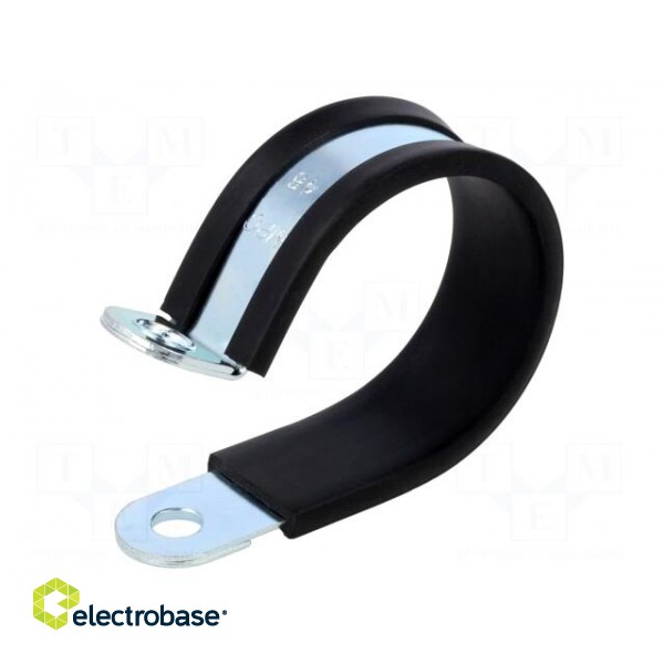 Fixing clamp | ØBundle : 46mm | W: 20mm | steel | Cover material: EPDM