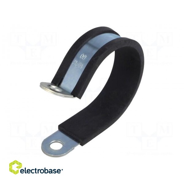 Fixing clamp | ØBundle : 60mm | W: 25mm | steel | Cover material: EPDM image 1